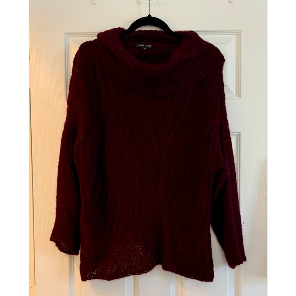 Eileen Fisher Airy Mohair Variegated Rib Pullover XL